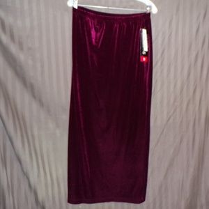 Burgundy Velvet Floor Length Pencil Skirt.